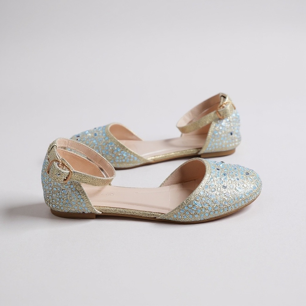 Link Sparkling Gold and Silver Girls Ballerina Flats